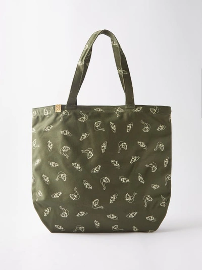 Visvim Jacquard Cotton-canvas Tote Bag In Green