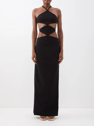 Monot Diamond Cutout Crepe Maxi Dress In Black | ModeSens
