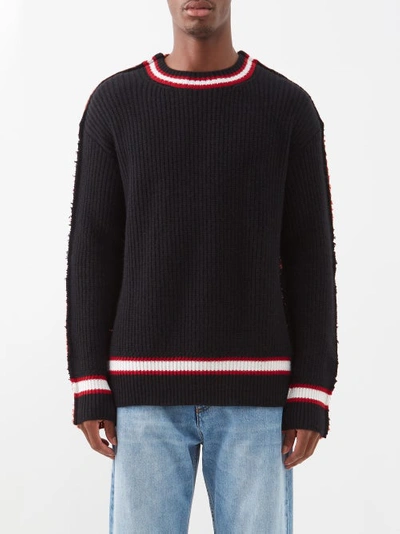 Marni Striped Colour-block Alpaca-blend Sweater In Black