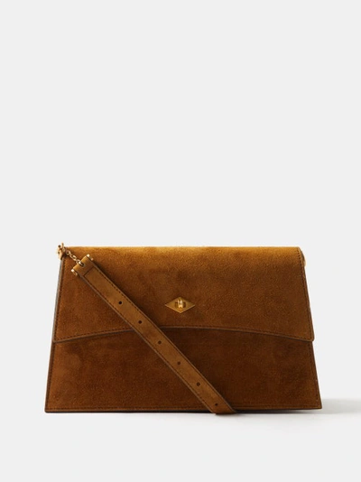 Metier The Roma Chain-embellished Suede Shoulder Bag In Tan