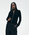 Naadam Cashmere Cropped Zip Up Hoodie In Black