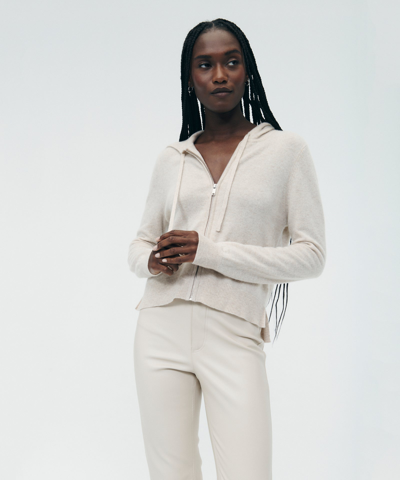Naadam Cashmere Cropped Zip Up Hoodie In Oatmeal