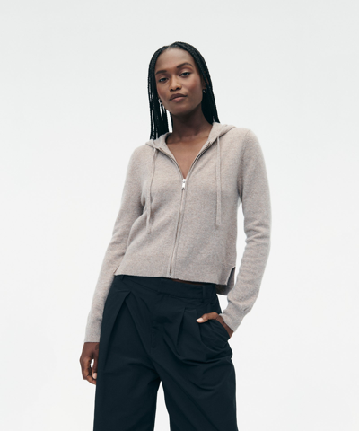 Naadam Cashmere Cropped Zip Up Hoodie In Timber