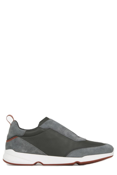 Loro Piana Modular Walk绒面革与皮革运动鞋 In Gray