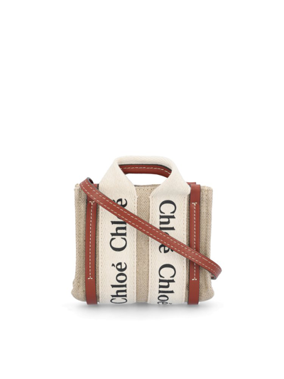 Chloé Woody Micro Tote Bag In Brown