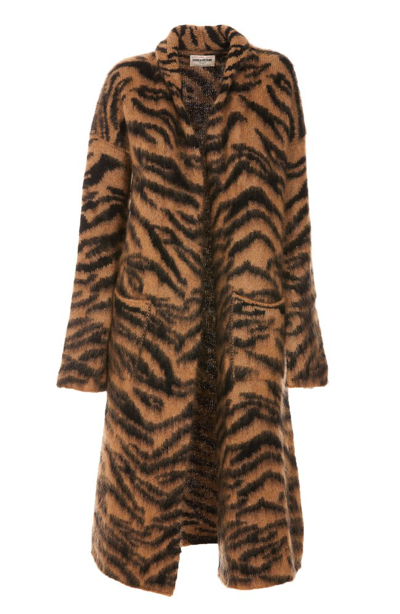 Zadig & Voltaire Tiger-print Mid-length Cardigan In Camel