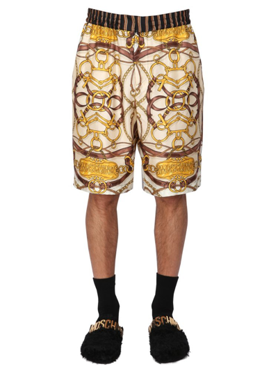 Moschino Printed Silk-twill Shorts In Multicolour