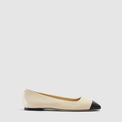 Aeyde Inga Two-tone Leather Ballet Flats In Cream,black