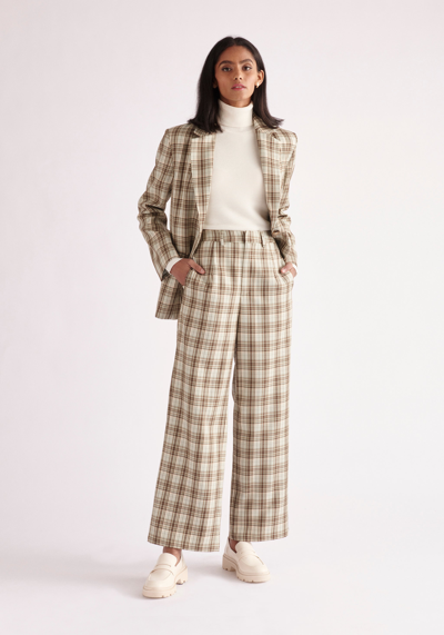 Paisie Plaid Suit Trousers In Neutral,green