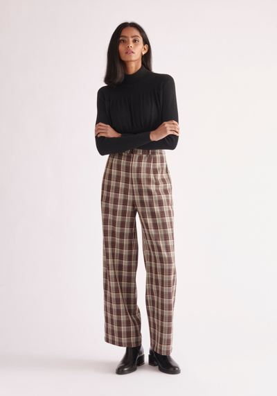 Paisie Plaid Suit Trousers In Brown