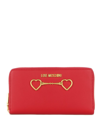 Love Moschino Logo-plaque Leather Wallet In Rot