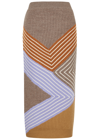 Stella Mccartney Women's Stella By Stella 3d Stripes Wool Midi Skirt In Multicoloured