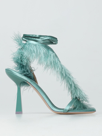 Sebastian Milano Marie A. 110mm Feather-trim Sandals In Water