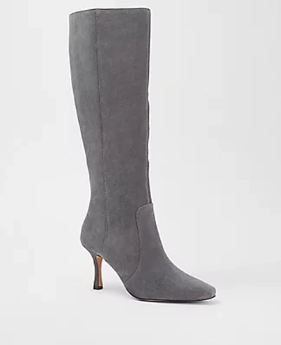 Ann Taylor Nip Toe Suede Boots In Heathered Onyx