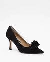 ANN TAYLOR PETAL EMBELLISHED SUEDE PUMPS