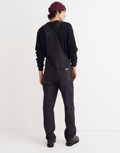 Mw Garment-dyed Canvas Overalls In Black Coal