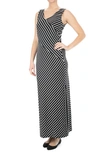 Nina Leonard V-neck Stripe Maxi Dress In Black/ White