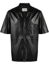 Nanushka Short-sleeved Faux-leather Shirt In Schwarz