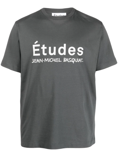 Etudes Studio X Jean Michel Baquiat Logo印花t恤 In Slate