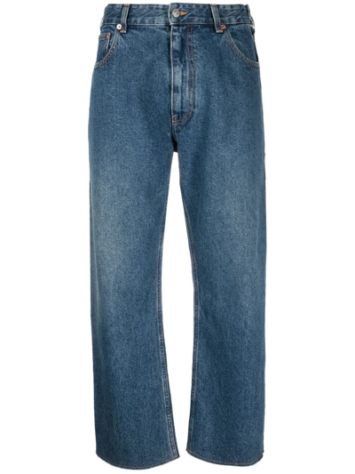 Mm6 Maison Margiela Cropped Wide-leg Jeans In Blu