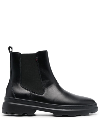 Tommy Hilfiger Comfort Leather Chelsea Boots In Black