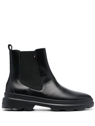 Tommy Hilfiger Comfort Leather Chelsea Boots In Schwarz