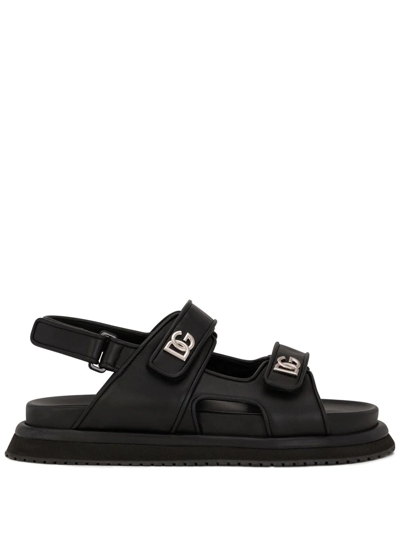 Dolce & Gabbana Black Leather Sandals