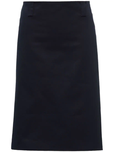 Miu Miu Straight Appliqué-logo Skirt In Blau