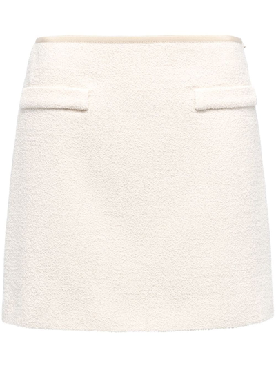 Miu Miu Bouclé Tweed Mini Skirt In Nude