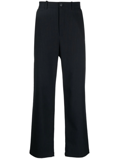 Closed Straight-leg Pinstripe Trousers In Blue