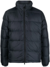 Aspesi Quilted Long-sleeved Down Jacket In Blue