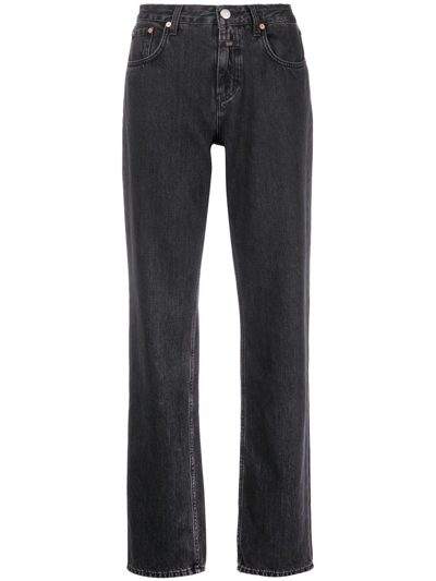 Closed Briston High-waisted Straight-leg Jeans In Dark Grey