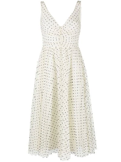 Red Valentino Polka Dot Flared Dress In Neutrals