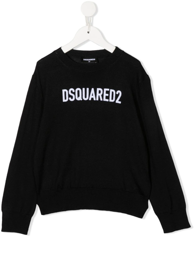 Dsquared2 Kids' Logo-print Long-sleeved Jumper In Schwarz