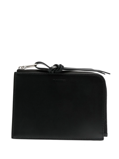 Jil Sander Medium Folded Leather Cardholder In Black