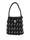 Yuzefi Small Woven Crystal Faux Leather Bag In Black