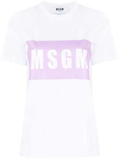 Msgm Logo-print Cotton T-shirt In White