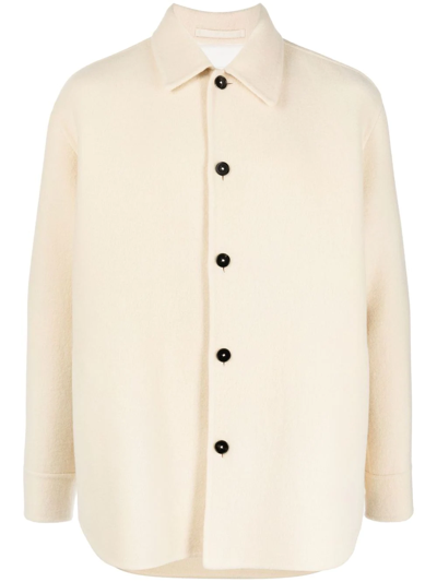 Jil Sander Button-up Long-sleeved Overshirt In Nude