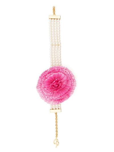 Blumarine Faux-pearl Choker Necklace In Lilac Chiffon