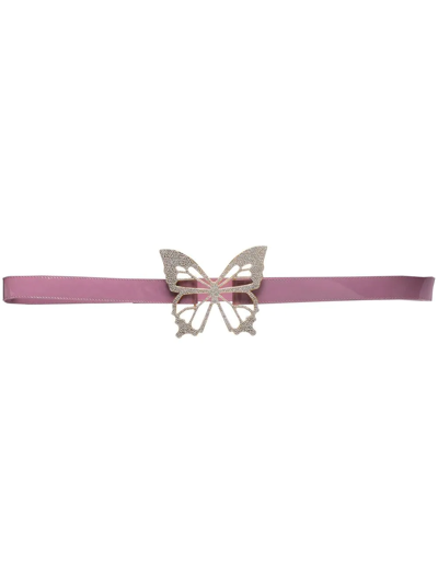 Blumarine Butterfly-buckle Leather Belt In Rosa