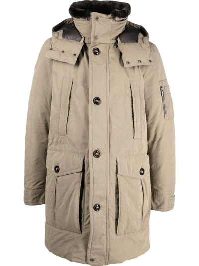 Moorer Teds Padded Duffle Coat In Neutrals
