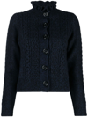 SEE BY CHLOÉ RUFFLE-NECK WOOL CARDIGAN