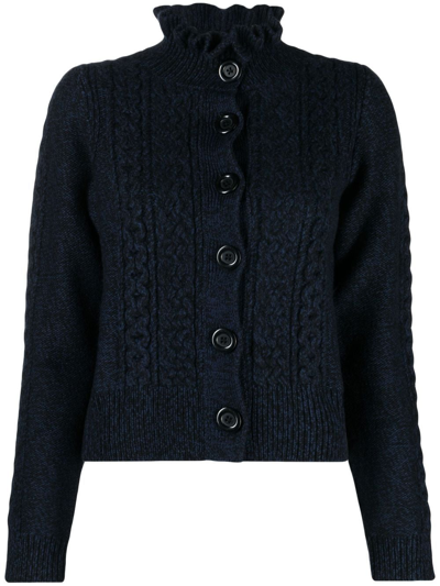 See By Chloé Cable-knit Recycled Wool Cardigan In Blue