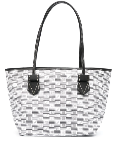 Moreau Abstract-print Leather Tote Bag In Bianco/nero