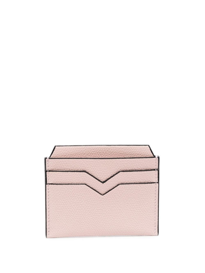 Valextra V-shape Detail Leather Cardholder In Pink