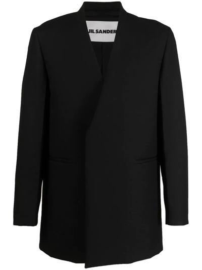 Jil Sander Single-breasted Wool Blazer Jacket In Black