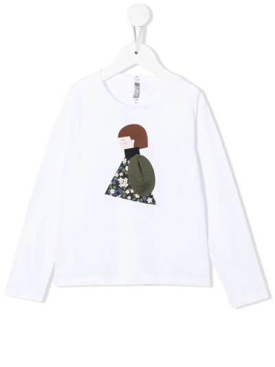 Il Gufo Graphic-print Long-sleeve T-shirt In Weiss