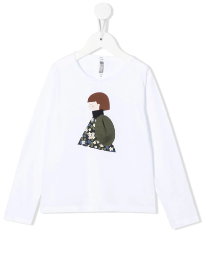 Il Gufo Kids' Graphic-print Long-sleeve T-shirt In Weiss