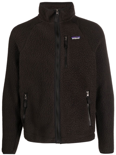 Patagonia Logo-patch Fleece Jacket In Purple