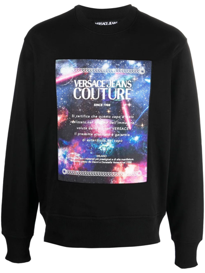 Versace Jeans Couture Sweatshirt With Space Warranty Print In Black